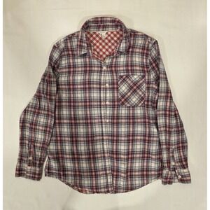Aeropostale Women's White Pink Plaid Long Sleeve Button Up Shirt. Size M. B16